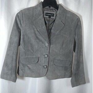 Monterey Bay Clothing Company Gray Suede Leather Woman Blazer Jacket 8P Western